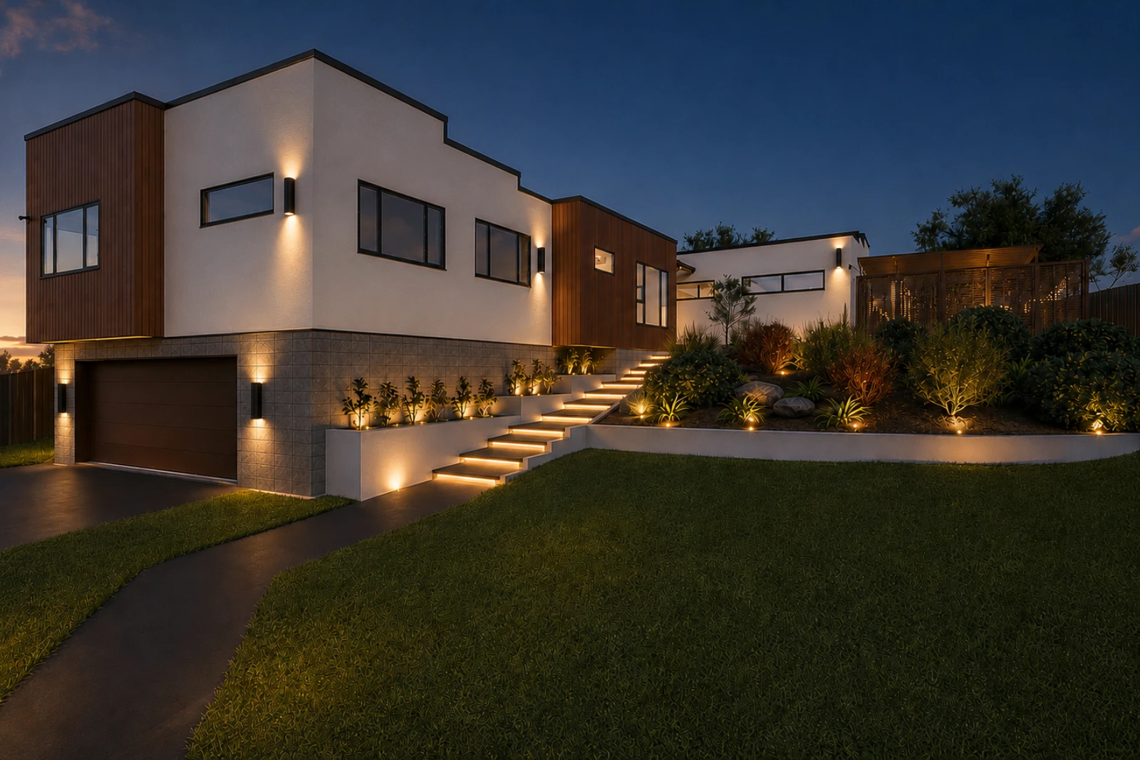 3D render comparing a single storey and a two storey concept for the same Dunedin section