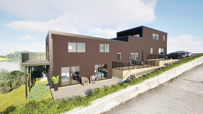 Two storey home stepping down a sloping Dunedin section, Otago